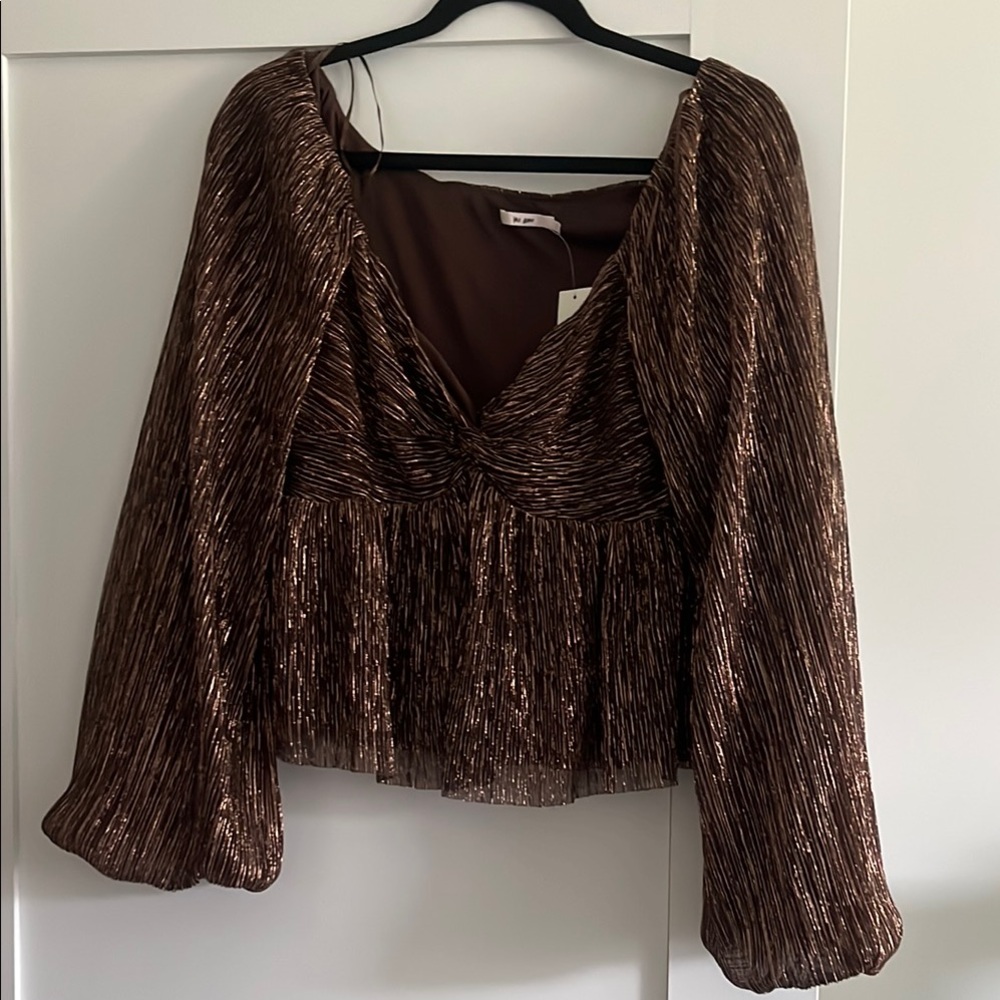 Francesca's Collections Brown Bell Sleeve Blouse